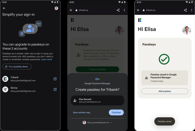 Nueva función de claves de acceso en los 'smartphones' Google Pixel.