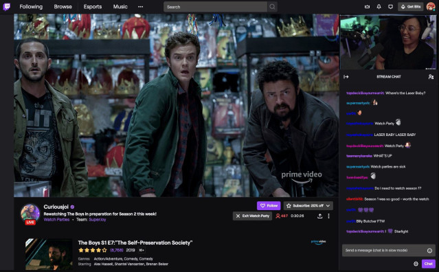 Interfaz de Watch Parties de Twitch