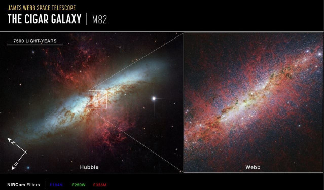Observación mejorada de M 82 con Webb