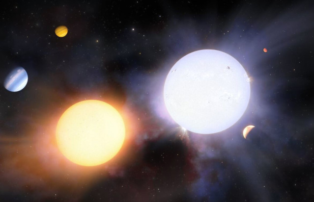 Impresión artística de una binaria gigante