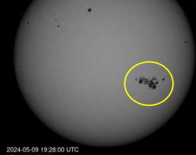 Imagen de manchas solares en la región 3664
