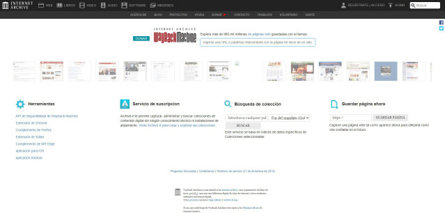 El servicio web de Internet Archive y Wayback Machine.