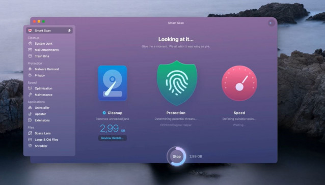 Interfaz de la aplicación de limpieza CleanMyMac