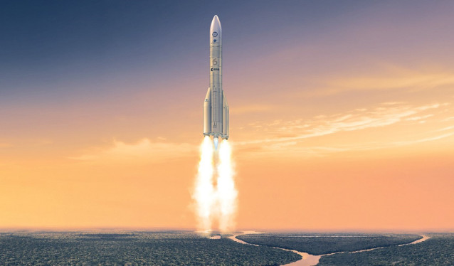 Ilustración de Ariane 6 despegando