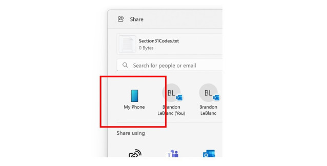 Nueva cpacidad de compartir archivos con  disposirivo Adnrod, a través de Windows 11.
