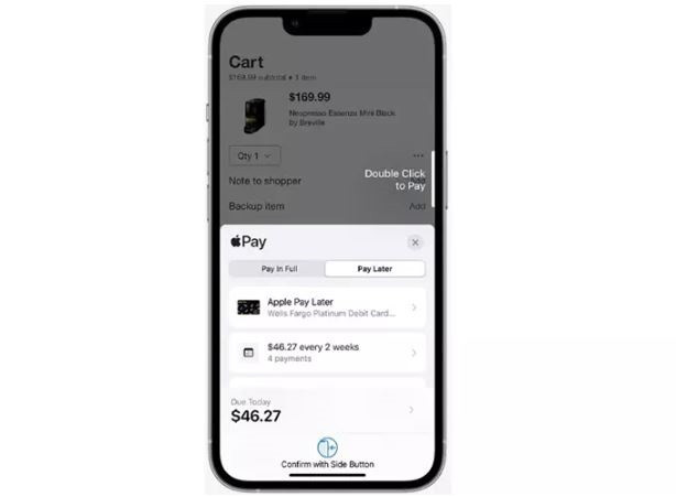 Interfaz de Apple Pay Later
