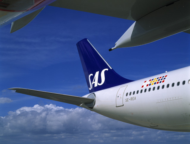 Archivo - Avión de SAS.