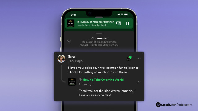 Nuevos comentarios para pódcast en Spotify.