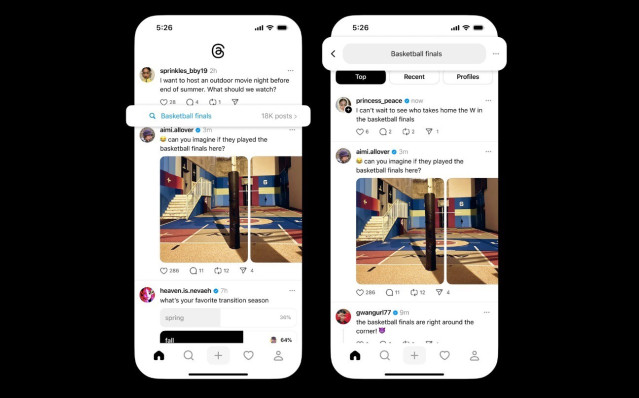 Etiqueta de tema tendencia en una publicación de Threads