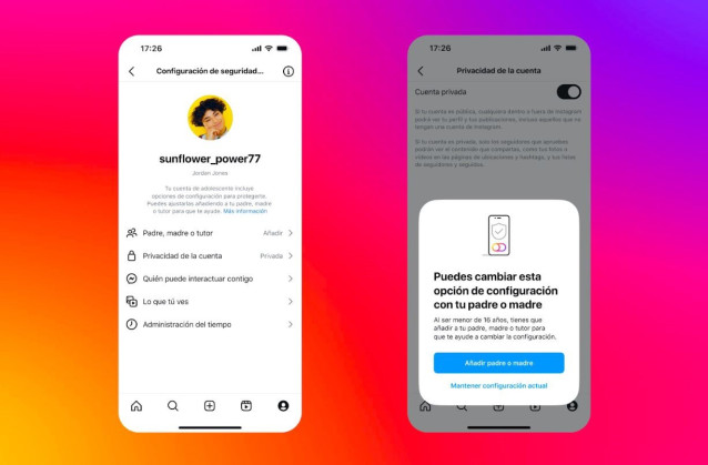 Interfaz de las Cuentas de Adolescentes de Instagram