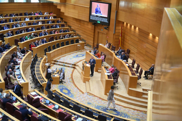 El senador del PP, José Antonio Monago, durante una sesión plenaria, en el Senado, a 18 de septiembre de 2024, en Madrid (España). El Senado emulará hoy al Congreso de los Diputados y sacará adelante una moción presentada por el PP, que tiene mayoría en l