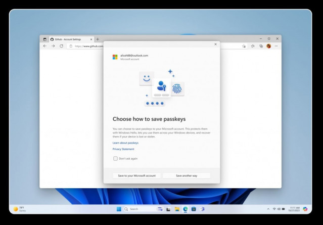 Claves de acceso en Microsoft.