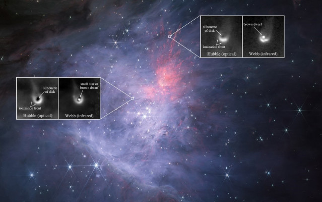 Imagen infrarroja del centro de la Nebulosa de Orión tomada con el instrumento NIRCam del telescopio espacial James Webb de la NASA.