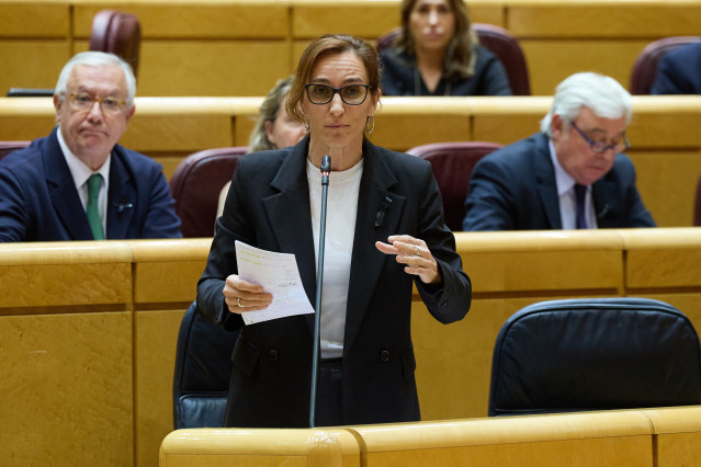 La ministra de Sanidad, Mónica García, interviene en el Senado, a 12 de noviembre de 2024, en Madrid (España). El Gobierno se enfrenta a una nueva sesión de control en el Senado con 19 preguntas y tres interpelaciones que formulan el Grupo Parlamentario d
