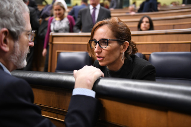 La ministra de Sanidad, Mónica García, durante un pleno en el Congreso de los Diputados, a 13 de noviembre de 2024, en Madrid (España). El pleno ha comenzado con la intervención de Torres para informar de las consecuencias de la DANA que asoló Valencia y