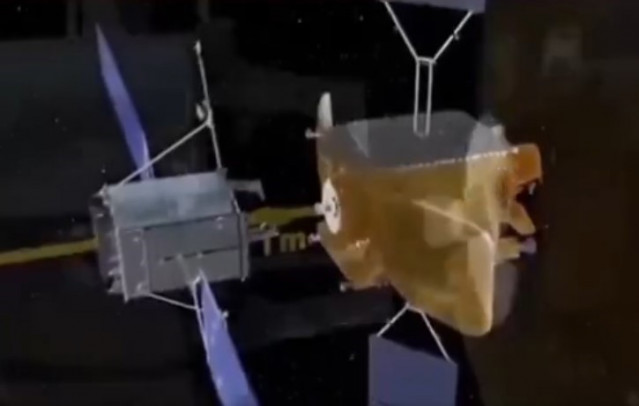 Ilustración del acoplamiento de satélites de la misión SPADEX de la India