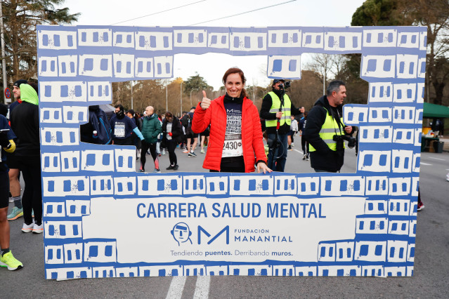 Mónica García, ministra de Sanidad, participa en la XIII Carrera Solidaria por la Salud Mental a 02 de Febrero de 2025 en Madrid (España).