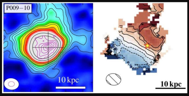 Izquierda: Distribución De Gases De Carbono Ionizado (C+) Derecha: Campo De Velocidad De La Emisión De C+