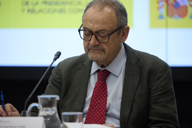 Archivo - El delegado del Gobierno para el Plan Nacional sobre Drogas, Joan Ramón Villalbí, durante la presentación de la Memoria 2023 de hallazgos toxicológicos en víctimas mortales de accidente de tráfico, en el Ministerio de Justicia, a 18 de julio de