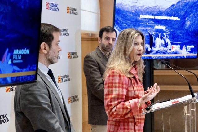 La vicepresidenta del Gobierno de Aragón, Mar Vaquero, en rueda de prensa.