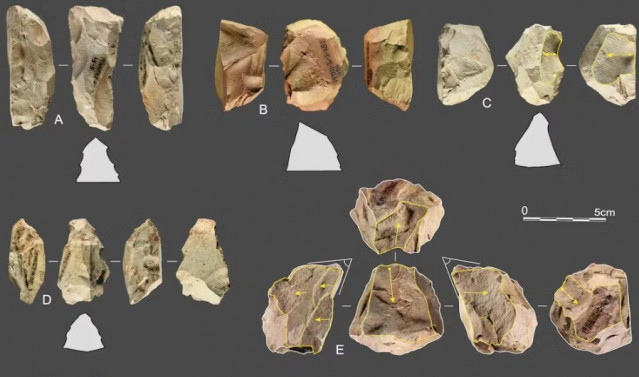 Ejemplos de herramientas de piedra tallados con la tecnología de Quina