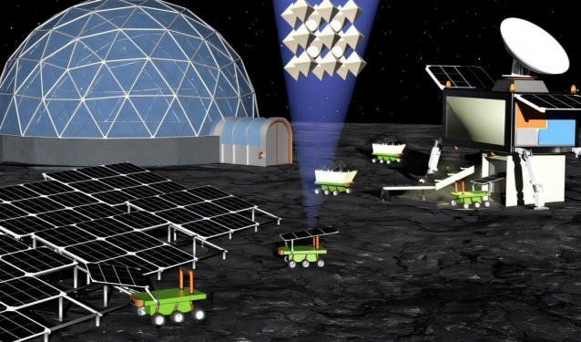Visión de la futura fabricación de células solares en la Luna, utilizando regolito crudo