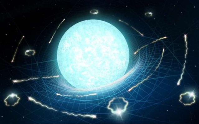 Impresión artística de una estrella de neutrones que se está 'evaporando' lentamente a través de una radiación similar a la de Hawking.