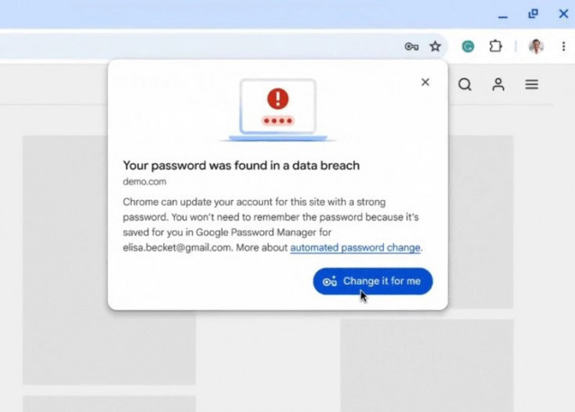 La nueva función de cambio de contraseñas automático en Chrome.