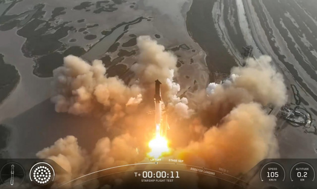 Despegue de la novena prueba de vuelo de Starship