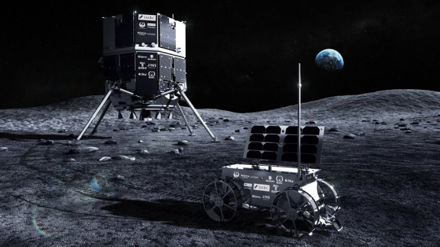 Ilustración del módulo Resilience y el rover Tenacious