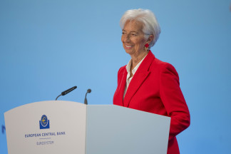 La presidenta del Banco Central Europeo, Christine Lagarde, durante una rueda de prensa tras una reunión, a 5 de junio de 2025, en Frankfurt (Alemania). El Consejo de Gobierno del Banco Central Europ