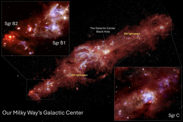 Una vista infrarroja detallada de la región del Centro Galáctico de nuestra galaxia, la Vía Láctea.