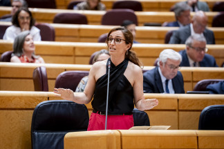 La ministra de Sanidad, Mónica García, interviene durante una sesión de control al Gobierno en el Senado, a 10 de junio de 2025, en Madrid (España). El pleno del Senado aborda la aprobación de ac