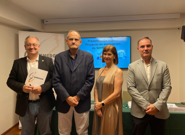 Dr. Rafael Micó, Vicepresidente de SEMERGEN; Dr. José Polo, Presidente de SEMERGEN; Dra. Lourdes Martínez-Berganza, Vicepresidenta de SEMERGEN; y Marcos Guerra, Socio Director de Petri.