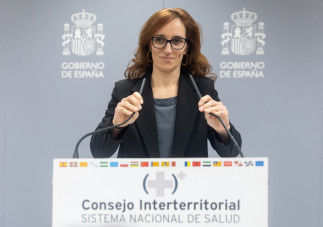 Archivo - La ministra de Sanidad, Mónica García, durante una rueda de prensa tras la reunión del pleno del CISNS, en la Sala Polivalente del Ministerio de Sanidad, a 14 de febrero de 2025, en Madri