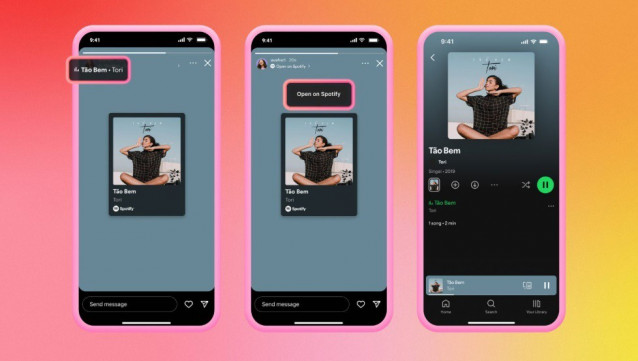 Clip de audio de una canción de Spotify en las historias de Instagram