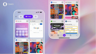 Vista de cuadricula de la gestión de pestañas en Opera One pra iOS