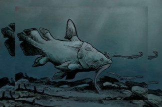 Reconstrucción de un gran celacanto mawsoniido del Rético británico.