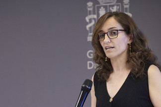 La ministra de Sanidad, Mónica García, durante una rueda de prensa tras presidir, de forma telemática, la reunión del Consejo Interterritorial del Sistema Nacional de Salud (CISNS), a 18 de septie