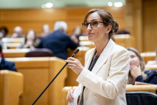 La ministra de Sanidad, Mónica García, interviene durante una sesión plenaria, a 4 de noviembre de 2025, en Madrid (España). El senado debate el nuevo modelo de financiación autonómica a petici