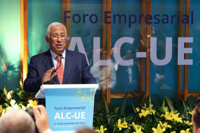 El presidente del Consejo Europeo, Antonio Costa, en el marco de un foro empresarial en los márgenes de la cumbre entre la UE y la Comunidad de Estados Latinoamericanos y Caribeños (CELAC), celebrada en Colombia.