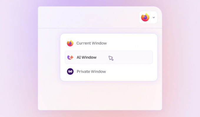 Menú de elección del espacio 'Ventana de IA' en  Firefox