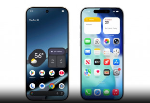 Un Google Pixel 10 junto con un iPhone 17.