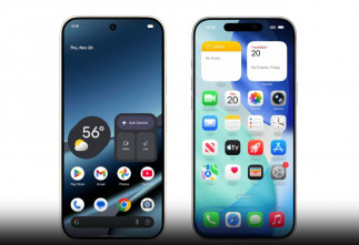 Un Google Pixel 10 junto con un iPhone 17.