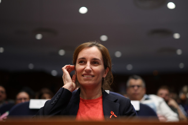 La ministra de Sanidad, Mónica García, durante la jornada por el Día Mundial del Sida, en el Ministerio de Sanidad, a 1 de diciembre de 2025, en Madrid (España). Hoy, 1 de diciembre, se celebra el Día Mundial del Sida ya que en 1981 fue diagnosticado el p