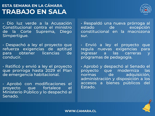 Resumen del trabajo de la Sala de la Camara