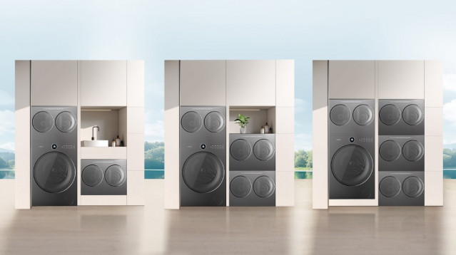 Sistema modular de lavadora secadora de Hisense.