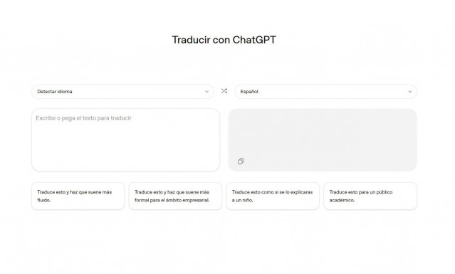 La nueva herramienta de OpenAI ChatGPT Translate.