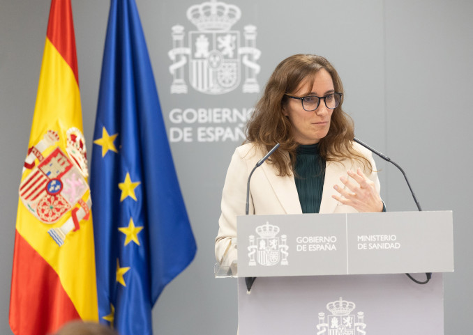 La ministra de sanidad, Mónica García, durante la presentación del balance de actividad de donaciones y trasplantes de 2025 en el Ministerio de Sanidad, a 16 de enero de 2026, en Madrid (España). 
