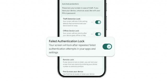 Configuración para activar el bloqueo de pantalla por autenticaciones fallidas